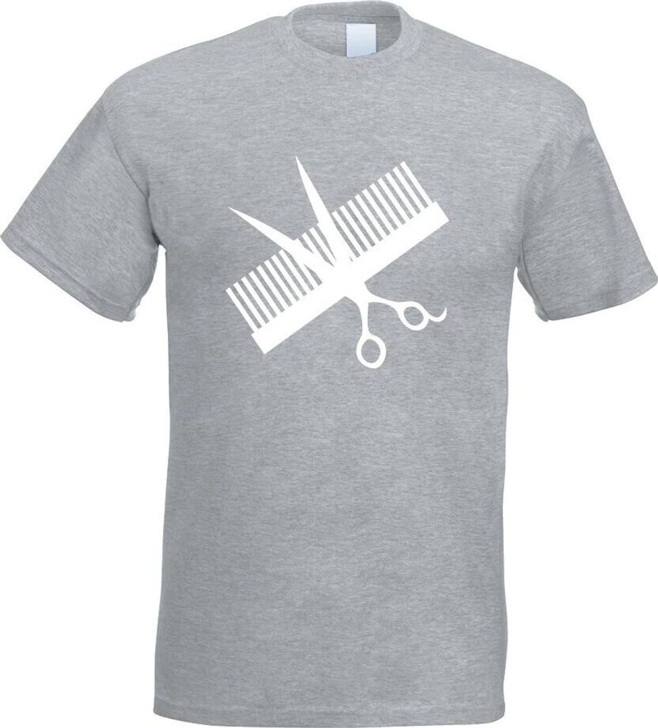 Kiwistar - T-Shirt - Graumeliert - Kamm & Schere Motiv Bedruckt Funshirt Design Print - mit Motiv Bedruckt - Funshirt Design - Sport - Freizeit - H...