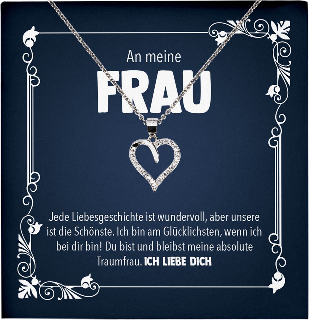 22Feels Echt Silber Halskette - Ehefrau Geschenk Frauen Schmuck Hochzeitstag Valentinstag Geburtstag - Herz Anhänger, Karte