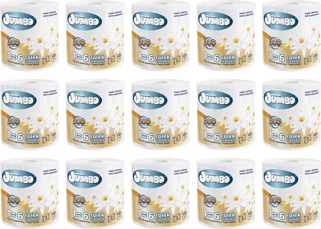 Essuie-tout Jumbo Maxi Éléphant 2 plis 300 feuilles - Pack de 15 rouleaux