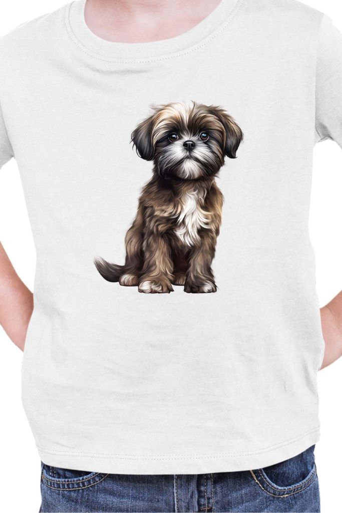 Kinder T-Shirt Dogs Breeds Shih Tzu Dog Breed 006, 9-11 Jahr - 140 / Weiß