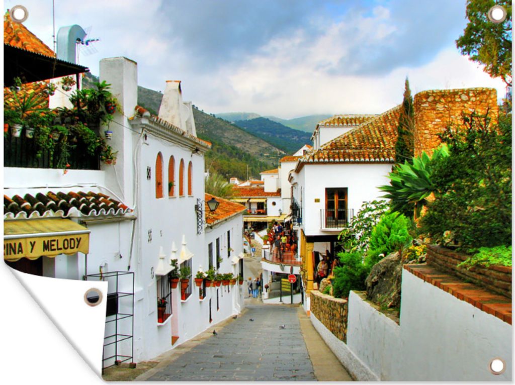 MuchoWow 40x30 cm Outdoor-Poster Gartendeko Sichtschutz Garten Poster für den Garten Straßen in Mijas