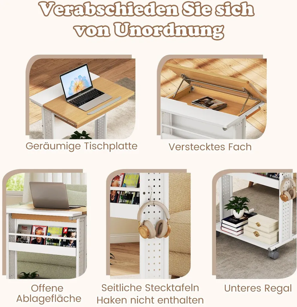 Table de Lit pour Ordinateur Portable, Support Mobile et Inclinable