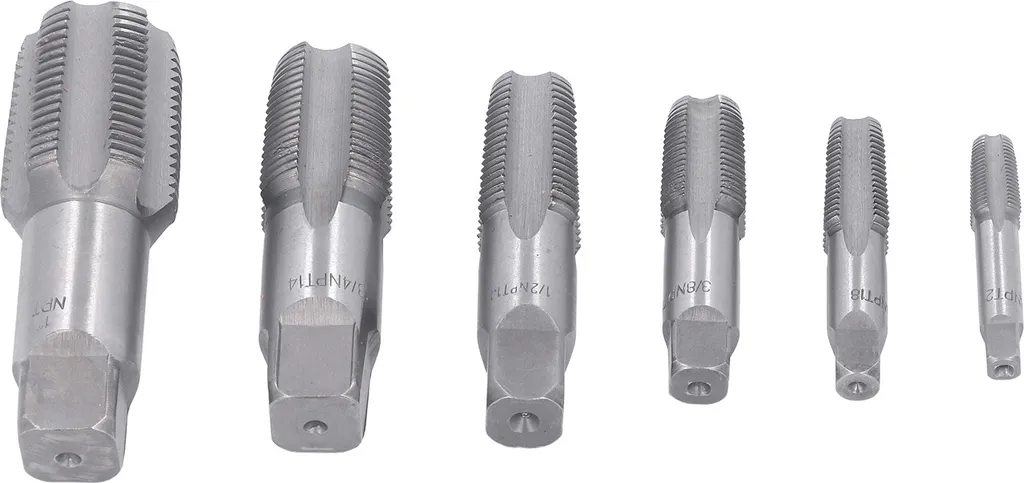 Kit Maschi per Filettare NPT 6pz Acciaio Carbonio - Tubi PVC e Metallo