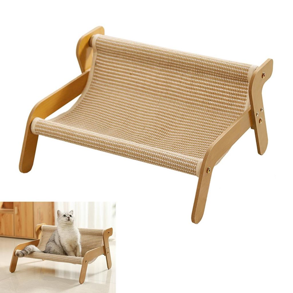 Kratzmöbel für Katzen – 2-in-1 Kratzbrett & Schlafplatz, Holzrahmen mit kratzfester Stofffläche, 54×44×29 cm, für alle Katzenrassen