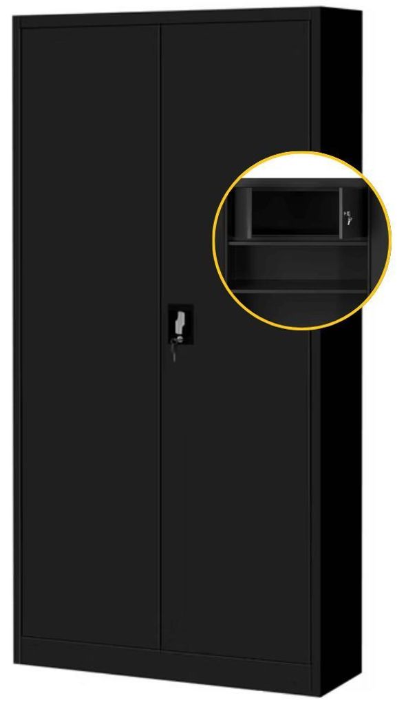 Metallschrank abschließbar TOMASZ Geheimfach 4 Ebenen | Aktenschrank Büroschrank Stahl Mehrzweckschrank Werkstatt Werkzeugschrank 185x90x45cm Sch...