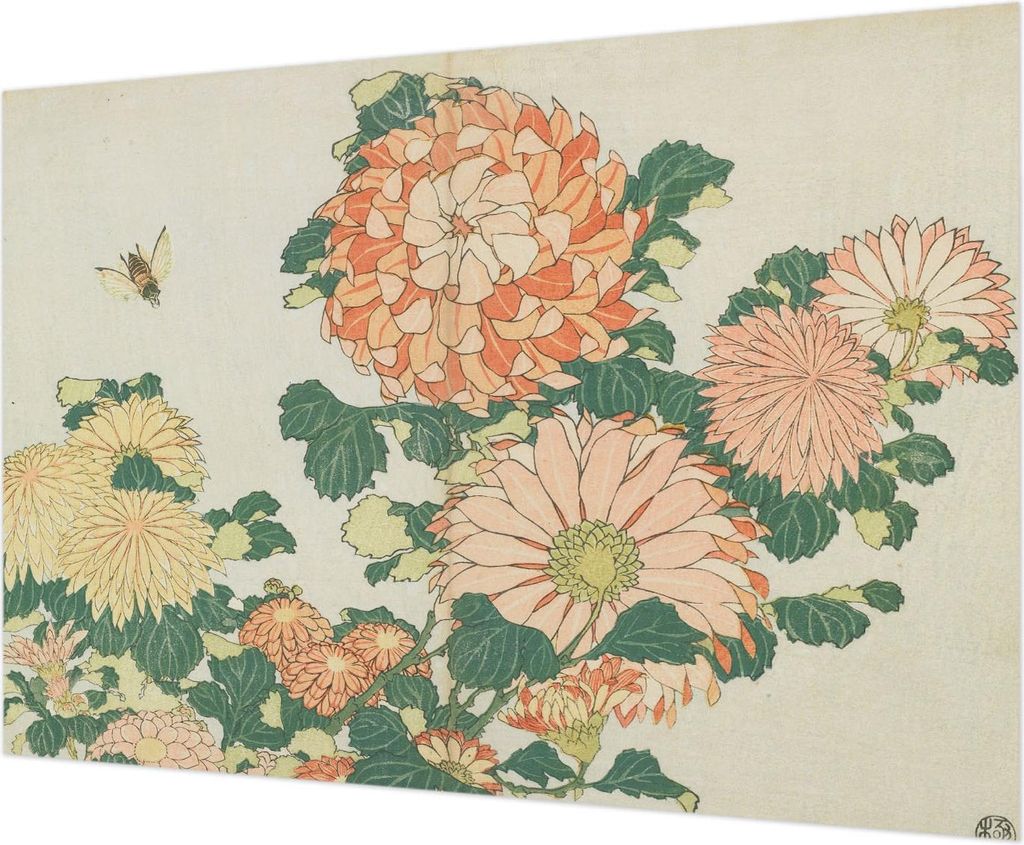 Wandtapete - Dekorative Tapete für Wohnzimmer - Tapetenfolie für Wanddekoration - 312x219 cm - Chrysanthemenblüten