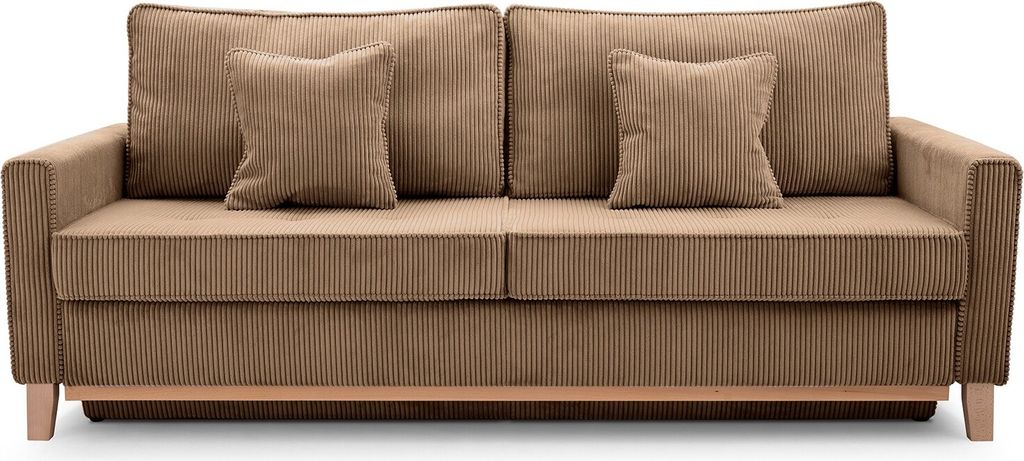 BETTSO Sofa mit Schlaffunktion und Bettkasten Couch für Wohnzimmer Schlafsofa Federkern Sofagarnitur Polstersofa Wohnlandschaft RISA Braun
