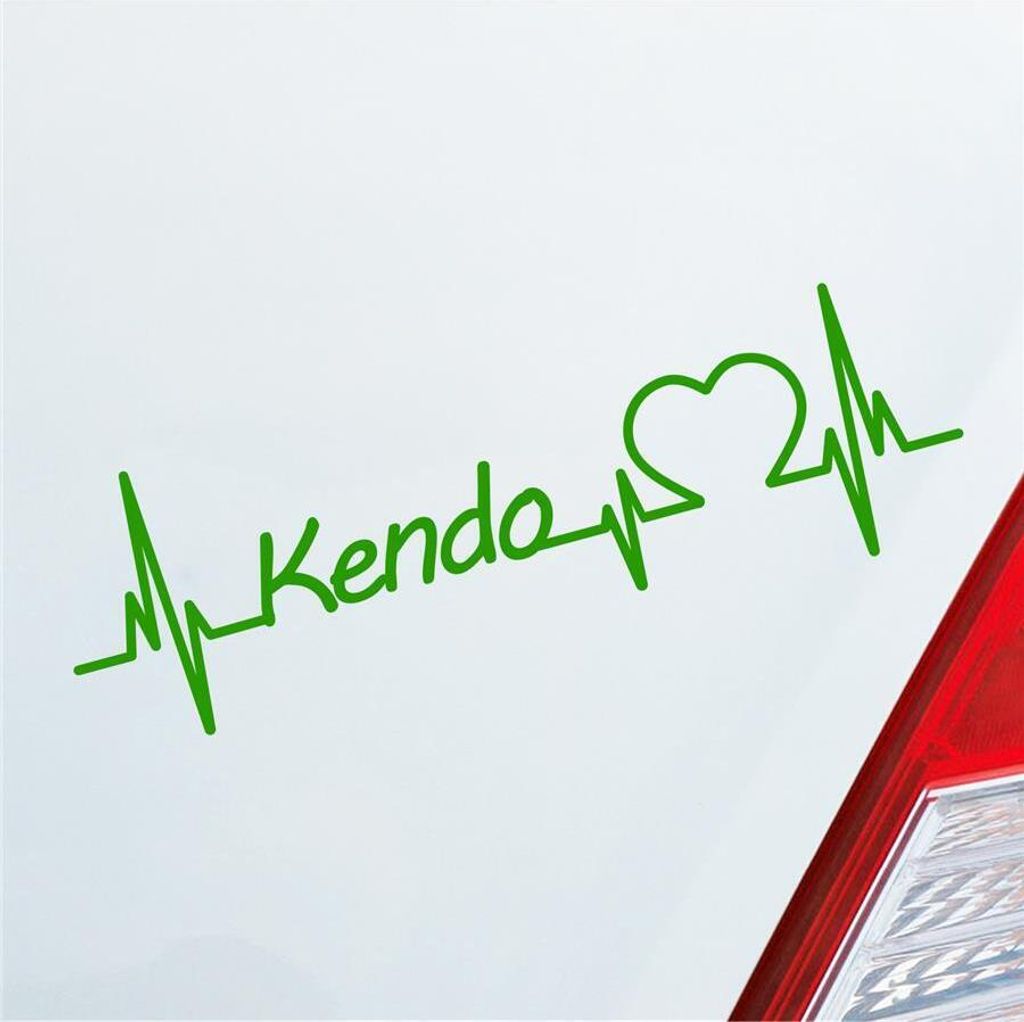Auto Aufkleber Kendo Herzschlag Japan Schwertkampf Sport Liebe 19x6 cm Hellgrün Sticker Heckscheibenaufkleber
