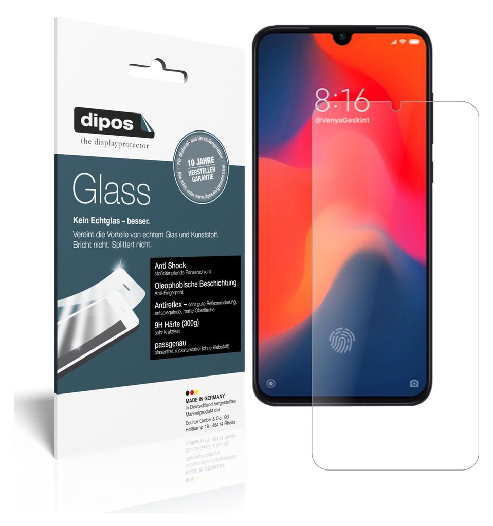 2x Schutzfolie für Xiaomi Mi 9 matt - Anti-Shock 9H Folie dipos Glass