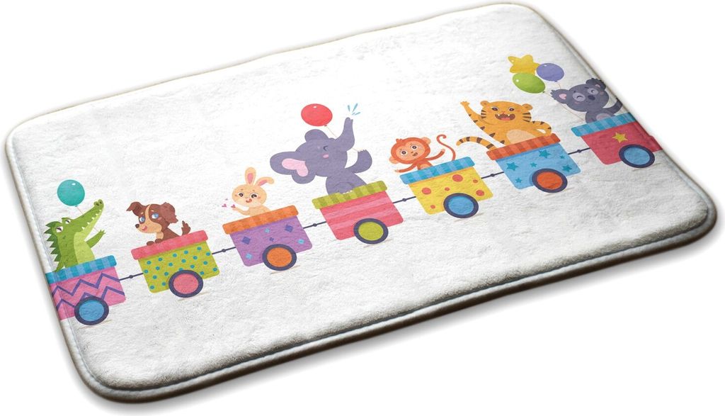 Kinderteppich Schlafzimmer Modern - 90 cm x 60 cm - Tiere In Einem Zug