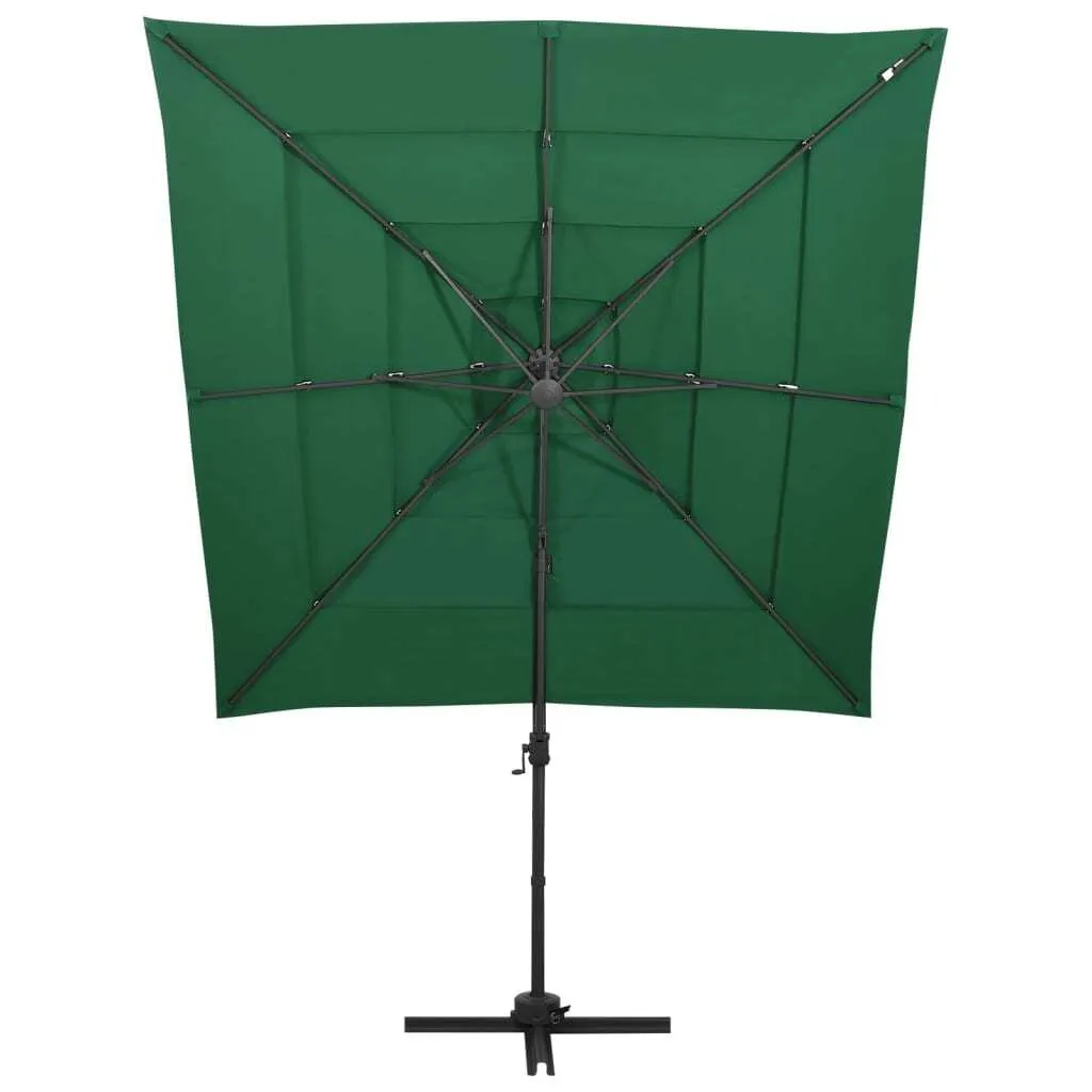 Parasol 4 couches vert 250x250 cm avec mât aluminium anti-UV vidaXL