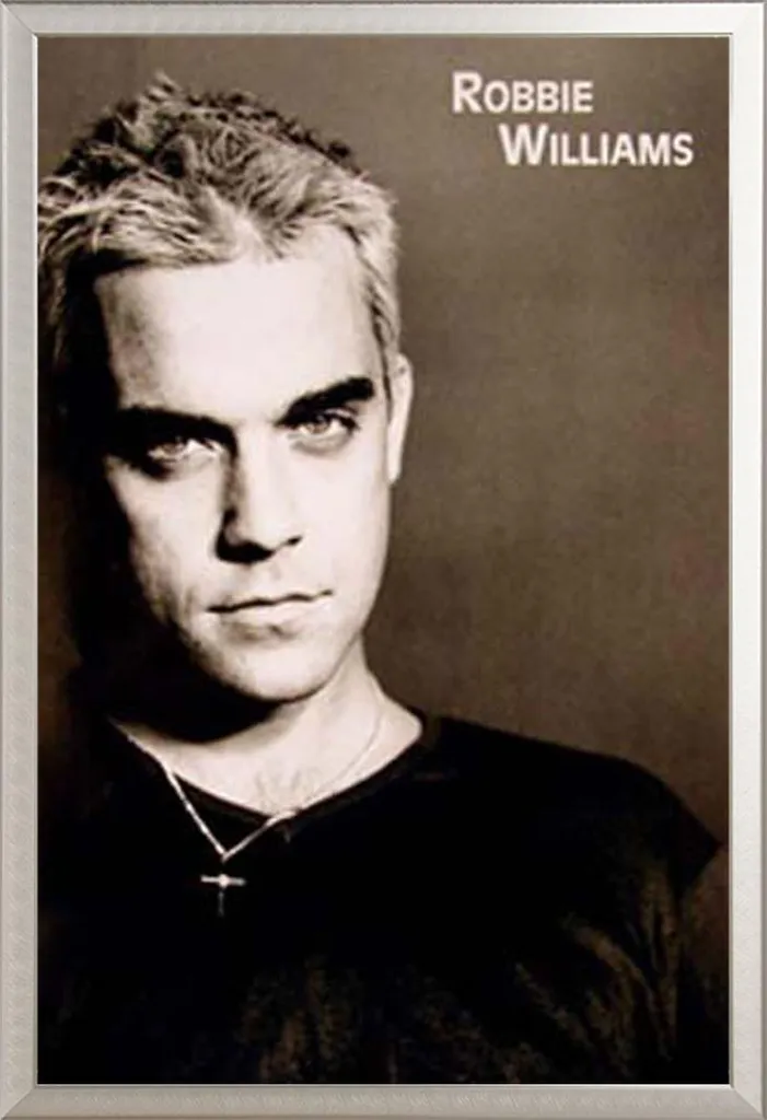 Affiche de Musique Robbie Williams sous Cadre Aluminium Argenté