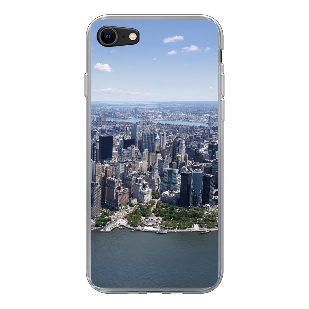 MuchoWow Handyhülle Schutzhülle Hülle für iPhone 7 New York - USA - Skyline Silikon Softcase Handy Hülle - Kartenhalter