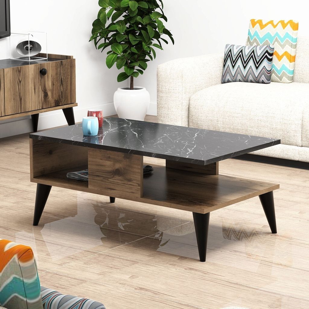 Skye Decor, Lidya, Couchtische, Nussbaum, Melamin-Spanplatte, 90 x 39,6 x 54 cm