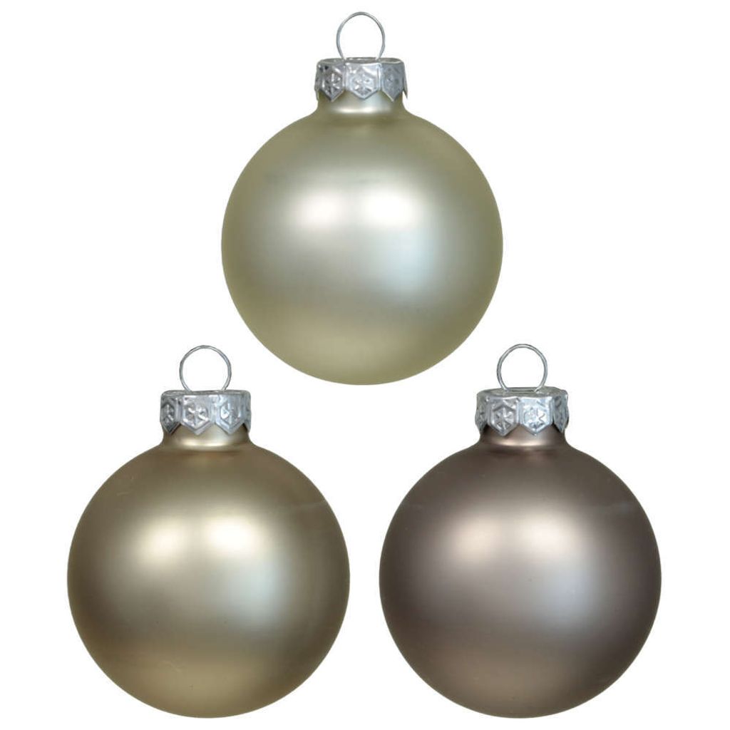 48 Weihnachtskugeln Glas 40mm Christbaumkugel Baumschmuck Weihnachten 4cm, Menge:1 Pack, Farbe:Birch