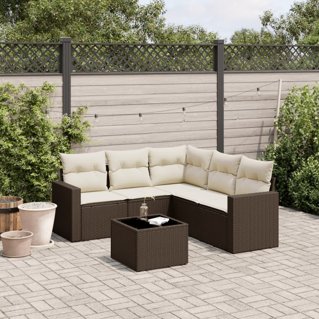 Maison Exclusive - 6-tlg. Garten-Sofagarnitur mit Kissen Braun Poly Rattan
