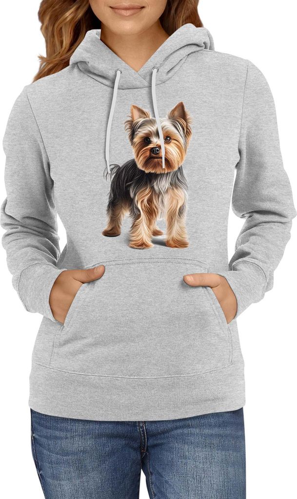 Damen Kapuzenpullover Dogs Breeds Yorkshire Terrier Dog Breed 005, Lady S / Grau