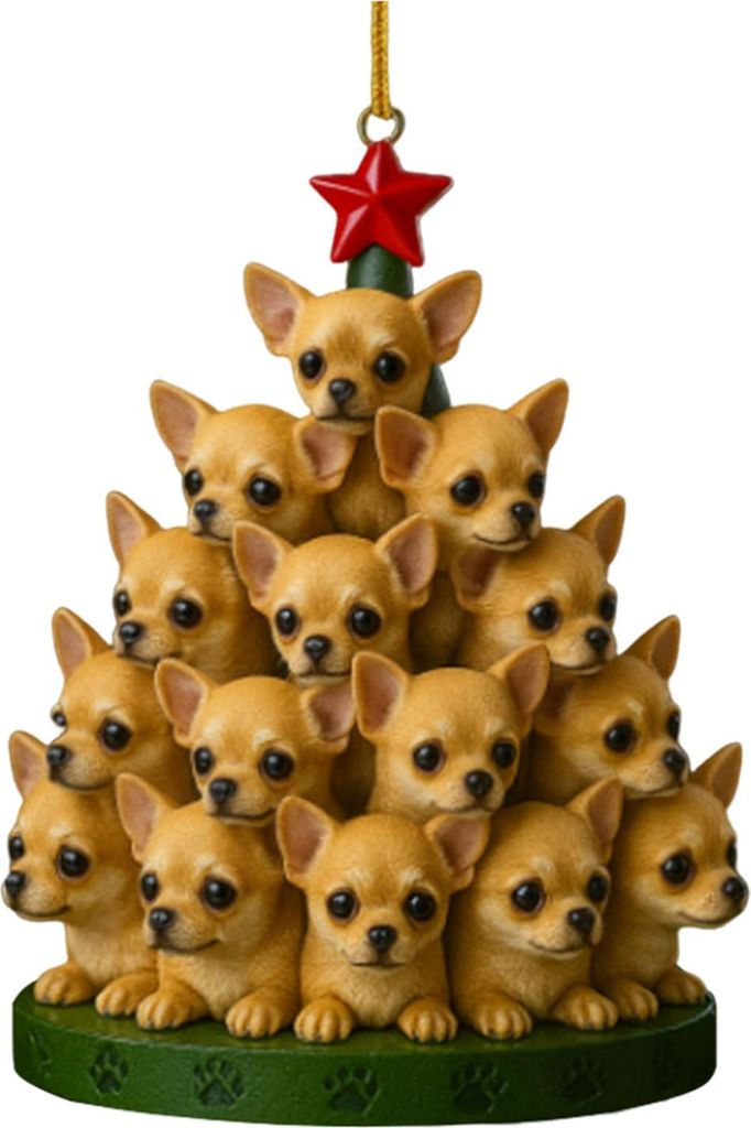 1/5 Stück Weihnachtsschmuck mit Hund und Schlüsselband, Welpenanhänger, Acryl, Andenken, Dekoration für drinnen und draußen, festliche Baumdek...