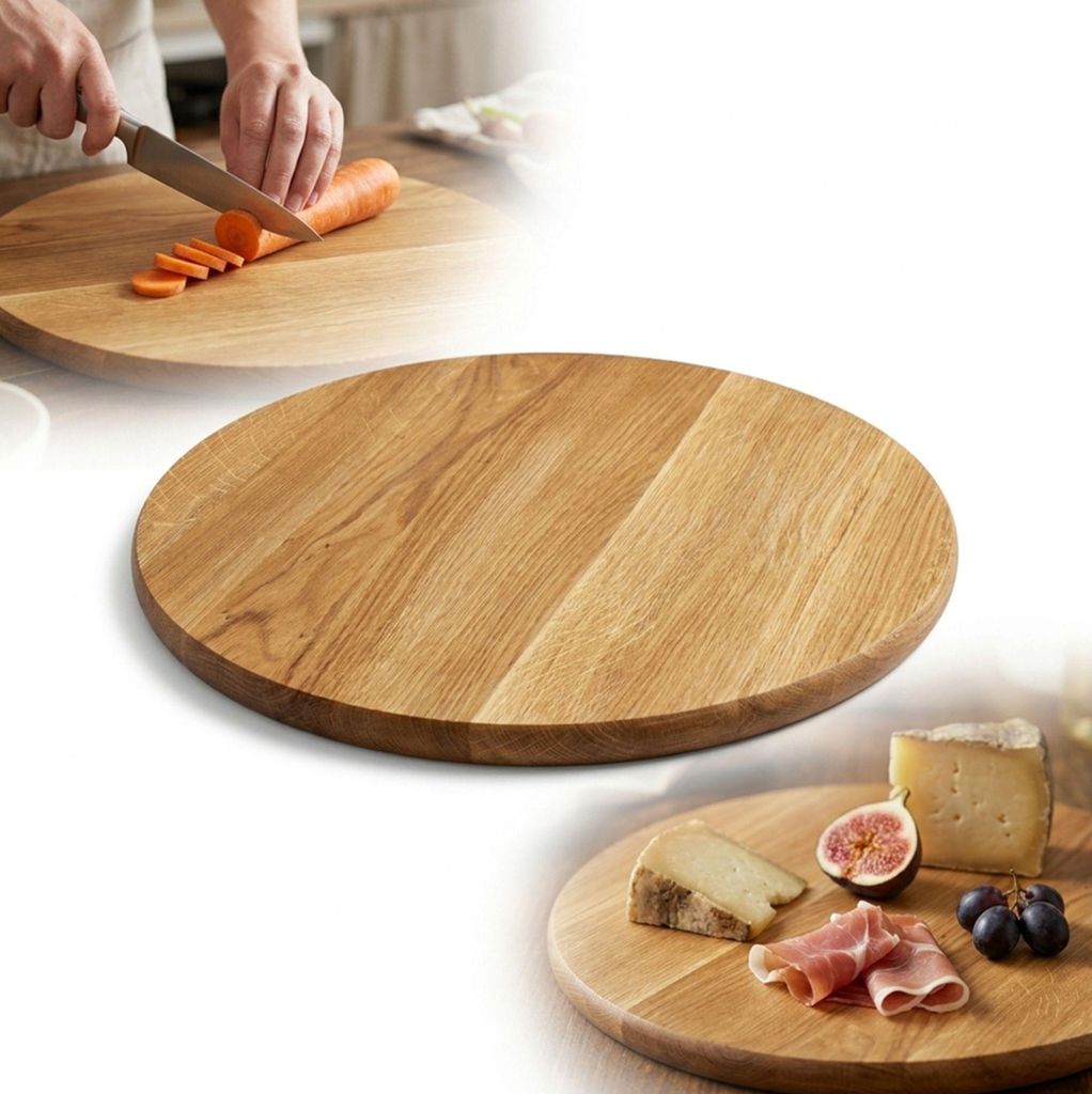 RUNDES BRETT, Durchmesser 45 cm, aus Eiche, zum Schneiden Produktbild 