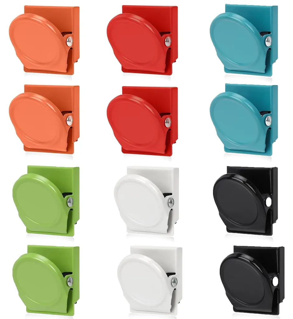Clips Magnétiques Lot de 12 Pinces en Métal pour Frigo et Bureau