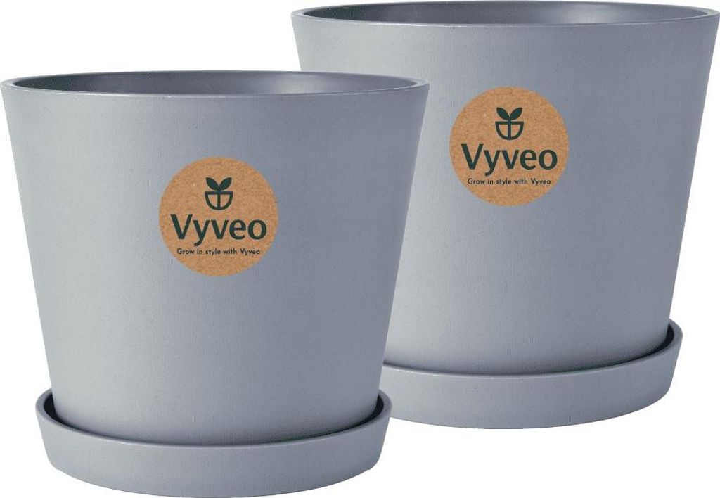 Vyveo - Blumentopf Norden mit Untersetzer - 2er-Set - Dunkelgrau - 20x17