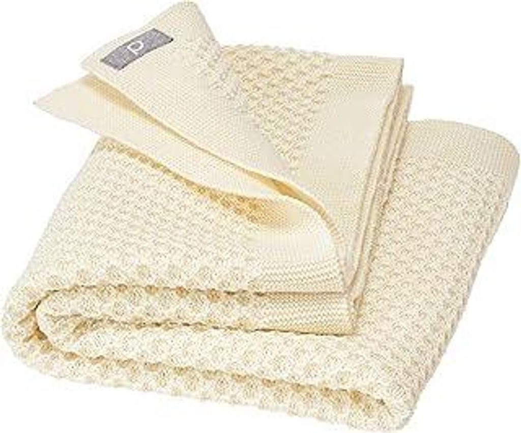 Disana WABEN-STRICKDECKE, 100% -Wolle GOTS, IVN Best | kuschelweiche Decke mit Wabenmuster | Newborn Baby Kleinkind Kind Unisex | Germany | Natur