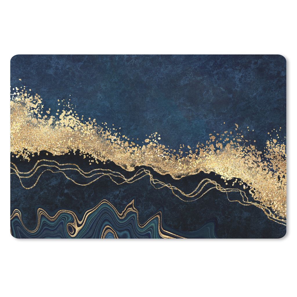 MuchoWow Schreibtischunterlage Marmor - Textur - Gold - Illustration 60x40 cm - XXL Mauspad - Großes Mauspad