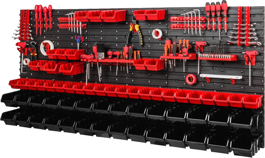 PAFEN Lagersystem 780x1728mm Stapelboxen Wandregal 40 Halterungen Sichtlagerkästen Schüttenregal 64 Boxen 4 Fächer