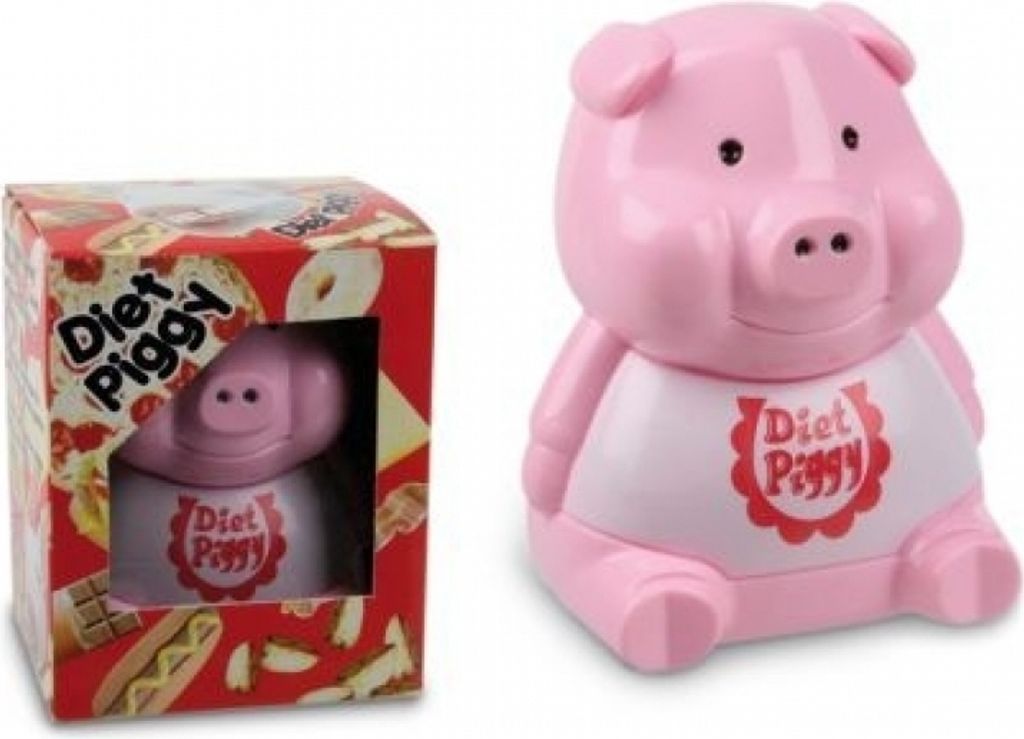 Diäthilfe Schwein, Pink, 10 cm hoch, grunzt beim Öffnen des Produktbild 