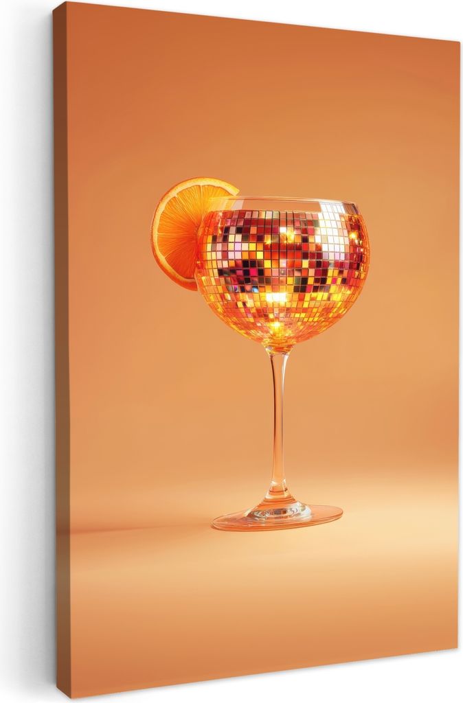 Leinwand Bilder 40x60 cm - Disco - Cocktail - Orange, Wandbilder, Wanddeko Wohnzimmer, Bild