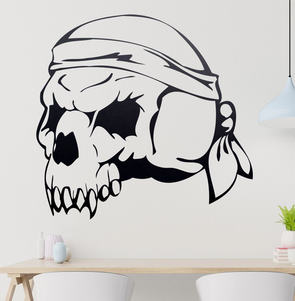 Western Schädel Wandtattoo in 6 Größen - Wandaufkleber Wall Sticker - Dekoration, Küche, Wohnzimmer, Schlafzimmer, Badezimmer