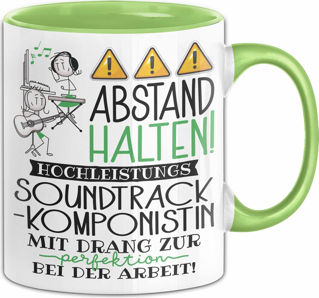 Soundtrack-Komponistin Tasse Geschenk Lustig Abstand Halten Hochleistungs-Soundtrack-Komponistin Mit Drang Zur Perfektion Bei Der Arbeit (Grün)
