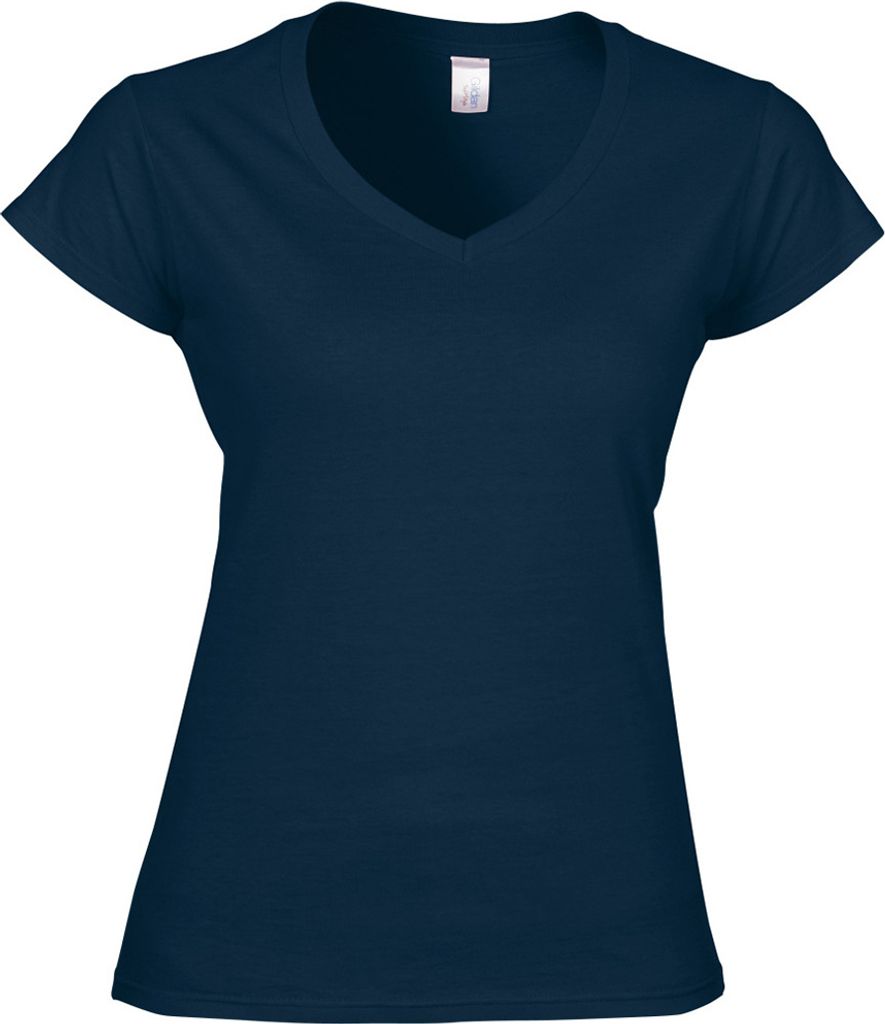 Gildan Damen Kurzarm T-Shirt mit V-Ausschnitt BC491 (M) (Marineblau)
