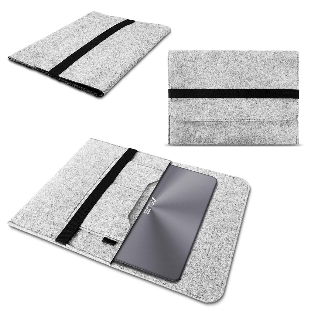 Filz Hülle für Asus Zenbook Duo 14 Schutz Tasche Case Schutzhülle Notebook CoverFarben:Hell Grau