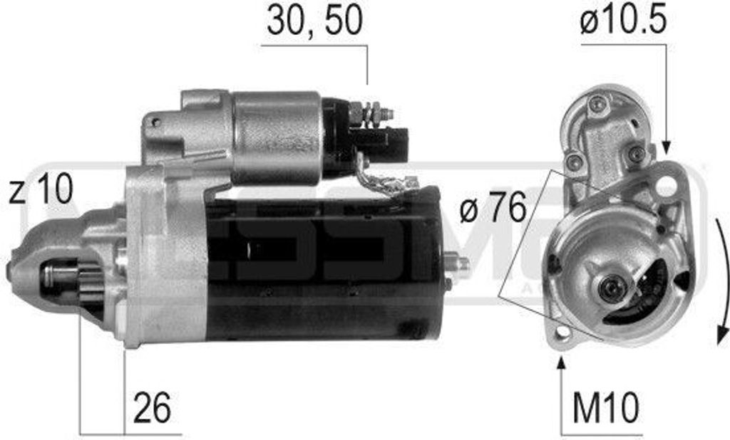ERA 220636A - OE 059 911 023 P Anlasser, Starter für A4 (8E), A4 (8H), A6 (4F), A8 (4E), Phaeton (3D)