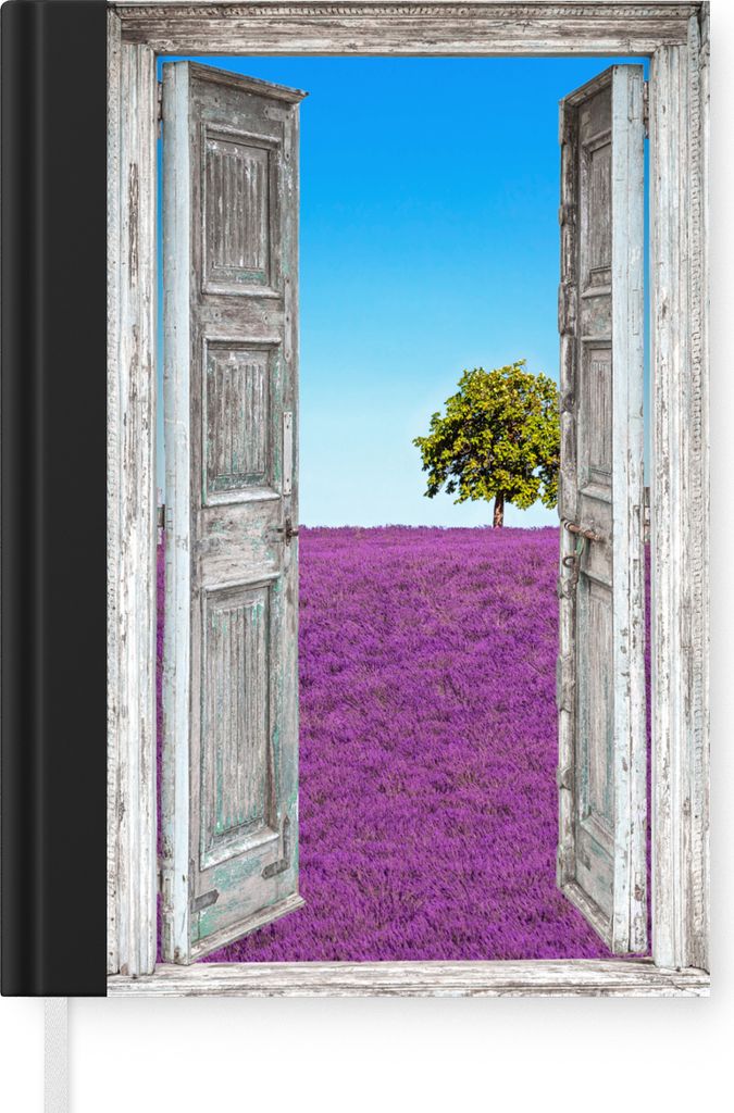 MuchoWow Notizbuch Tagebuch Haushaltsbuch Notebook A5 Blumen - Lavendel - Ansicht - Notizblock - Notizheft - Notebook - Schreibblock - Papier