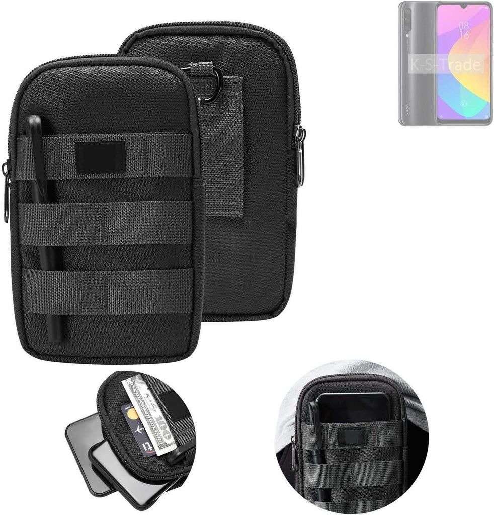 K-S-Trade Holster Gürtel Tasche kompatibel mit Xiaomi Redmi A3 Handy Tasche Schutz Hülle dunkel-grau viele Fächer, 1x