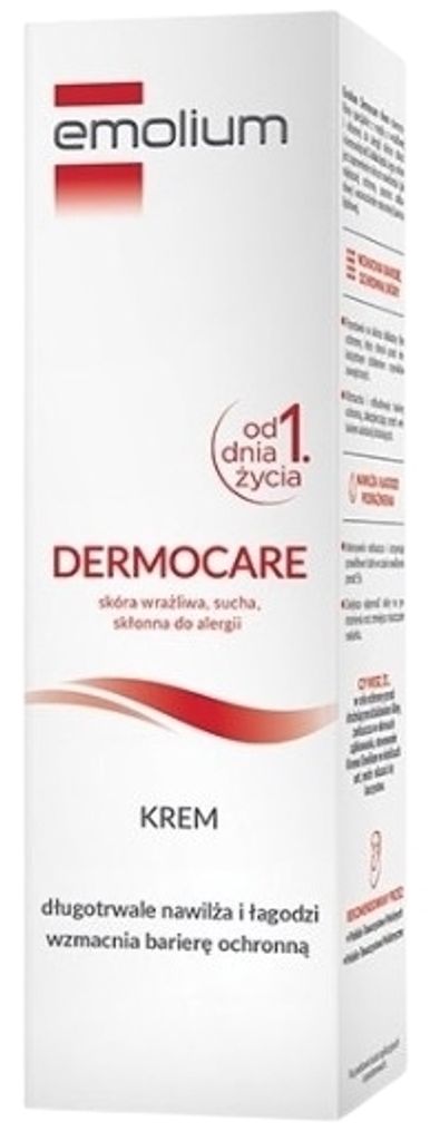 A product shot of Emolium Dermocare cream packaging.