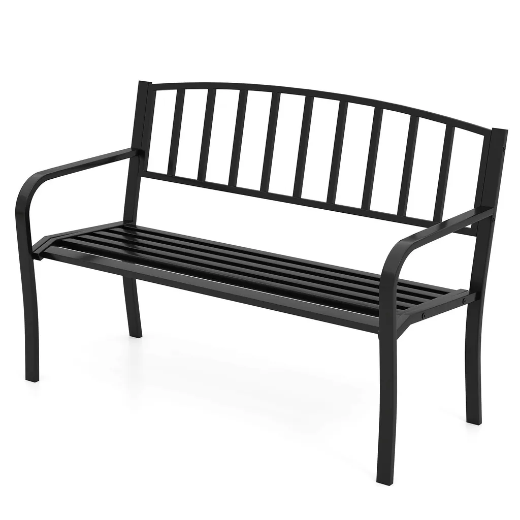 Banc de Parc 2 Places pour Détente Extérieure, Banquette Noire 127 cm