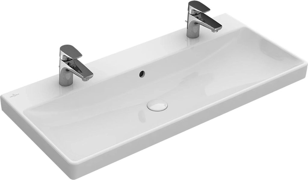Villeroy & Boch Schrankwaschtisch AVENTO 1000 x 470 mm, für 2x 1-Loch Armaturen geeignet, mit Überlauf weiß