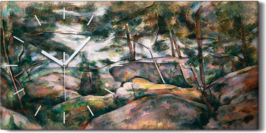 Küchenuhr Bürouhr Leinwand Uhr Geräuschlos Kunstdruck 60x30 Felsen im Wald - weiße Hände