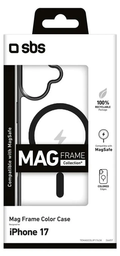 Coque SBS pour iPhone 17 avec bords noirs et compatible MagSafe