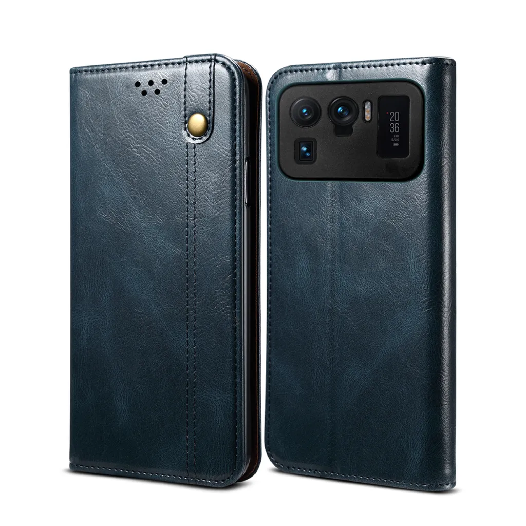 Custodia per Xiaomi Mi 11 Ultra, custodia in pelle flip wallet con funzione stand blu