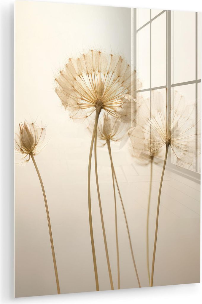 MuchoWow Glasbilder - Bilder auf Wandbild - Foto auf Glas Sonnenlicht - Löwenzahn - Botanisch - Blumen 60x80 cm Wanddekoration aus Glas - Acrylgla...