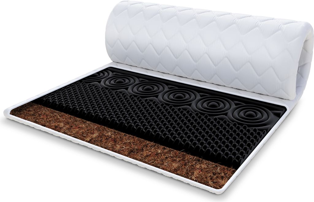 Topper 180x200 cm Matratzenauflage NERO mit Kokos HR-Schaum Matratzenschoner Kokosfaser H3 mit waschbarem Premium Bezug