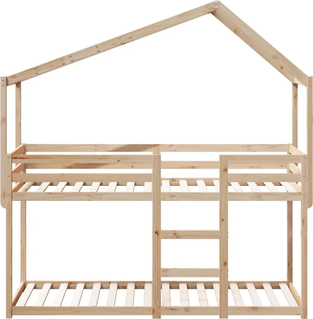 Lit superposé 90x200 cm solide en pin massif pour petits espaces