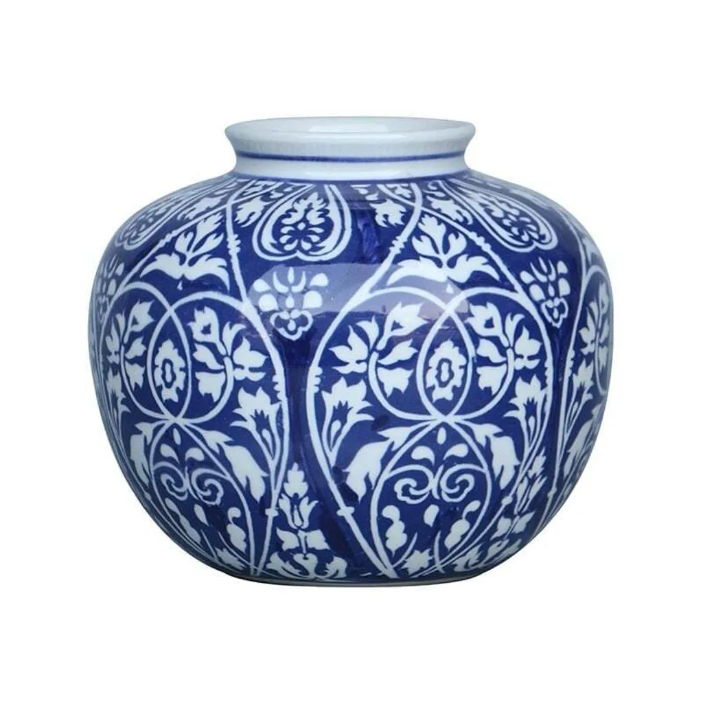 Vase chinois robuste et stable pour bouquets lourds porcelaine H20 cm