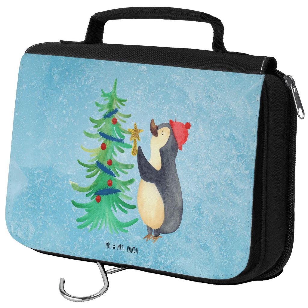 Mr. & Mrs. Panda Kulturbeutel Pinguin Weihnachtsbaum - Eisblau - Geschenk, kosmetiktäschchen, Kosmetikbeutel, Kosmetiktasche, Weihnachten, Winter,...