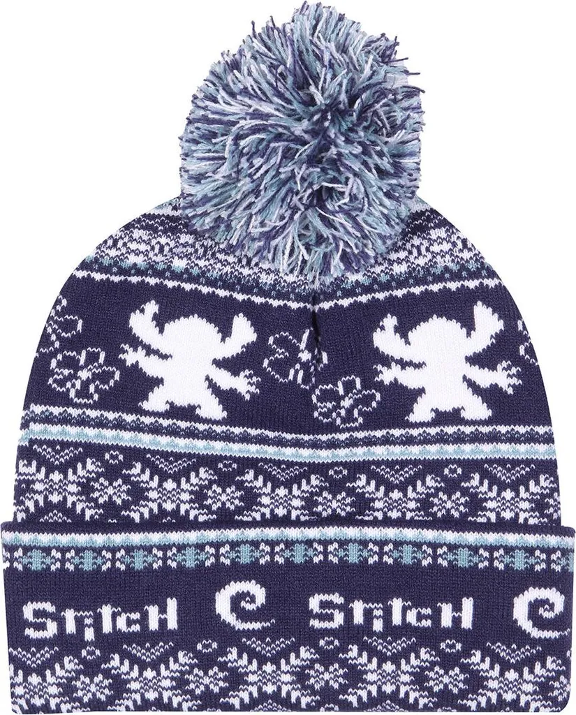 Berretto Stitch Fair Isle Blu Marine Pom Beanie - Disney Originale