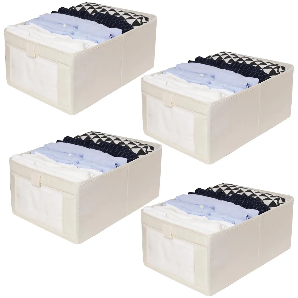 Panier de rangement multifonctionnel pliable avec poignées - Lot de 4